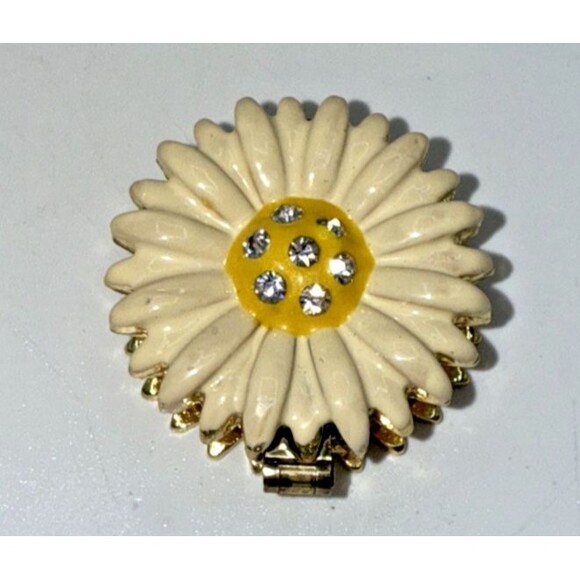 Vintage ART FORM Enamel Daisy/Floral Metal Jeweled Trinket Box - Picture 3 of 10